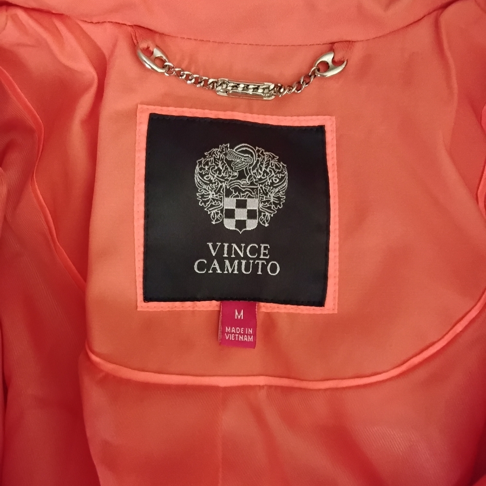 Vince Camuto Women's M Orange Zippers Lined Tie Hood Pockets Trench Coat - Picture 6 of 8